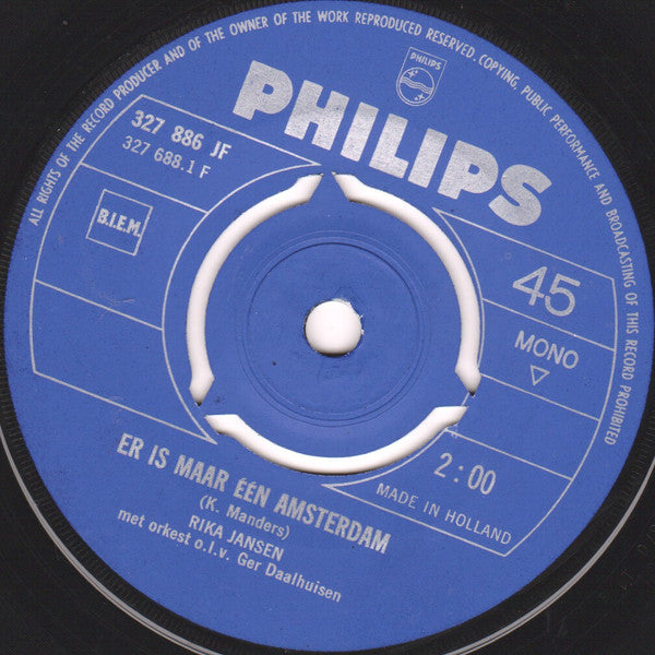 Rika Jansen : Amsterdam Huilt / Er Is Maar Eén Amsterdam (7", Single, Mono)