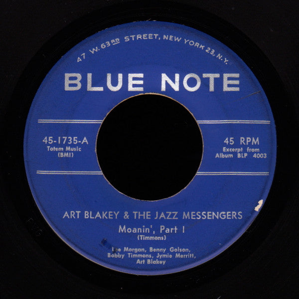 Art Blakey & The Jazz Messengers : Moanin' (7", Single, Mono)