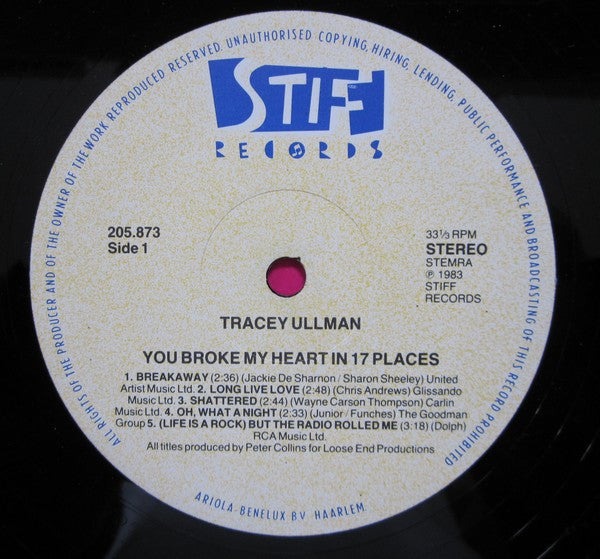 Tracey Ullman : You Broke My Heart In 17 Places (LP, Album)