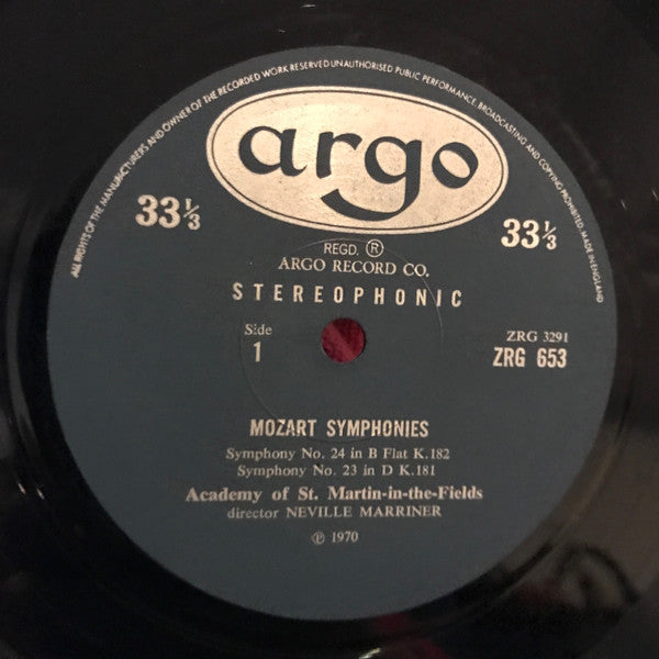 W. A. Mozart*, Academy Of St. Martin-in-the-Fields* Director Neville Marriner* : Symphonies 23 & 24, 26 & 27 (LP)