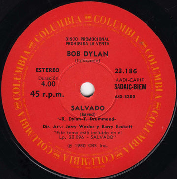 Bob Dylan : Salvado (7", Single, Promo)