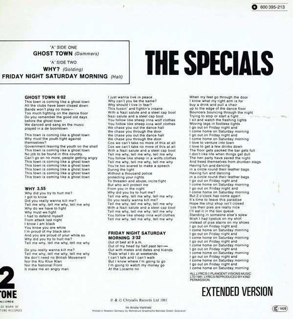 The Specials : Ghost Town (Extended Version) (12")