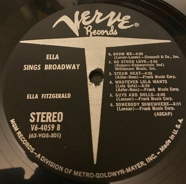 Ella Fitzgerald with Rodgers & Hammerstein, Lerner & Loewe, Richard Adler & Jerry Ross (2), Frank Loesser : Ella Sings Broadway (LP, Album)