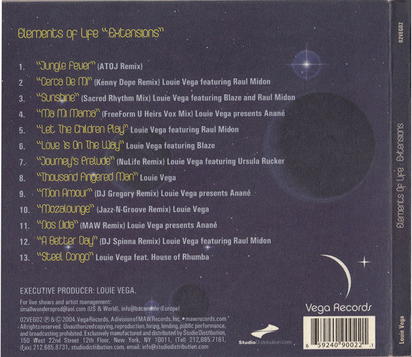 Louie Vega : Elements Of Life: Extensions (CD, Comp, P/Mixed)