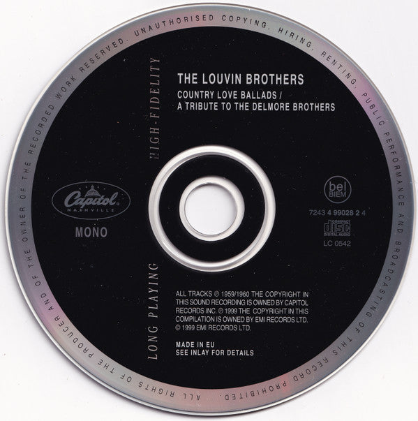 The Louvin Brothers : Country Love Ballads / A Tribute To The Delmore Brothers (CD, Comp, Mono, RM)