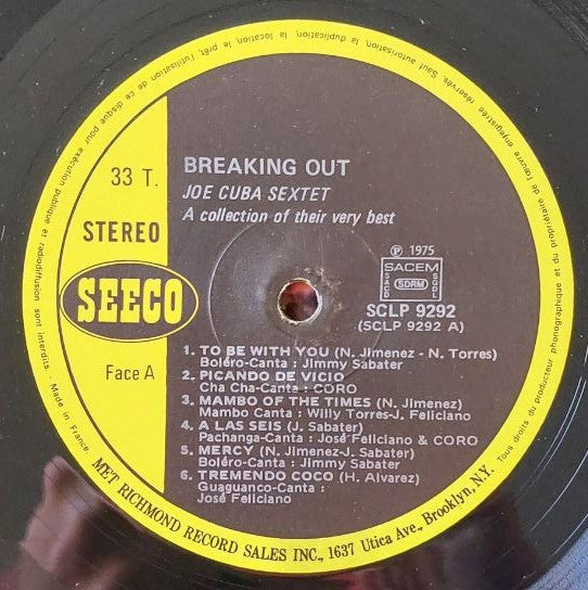 Joe Cuba Sextet : Breakin' Out (A Collection Of Their Very Best) (LP, Comp)