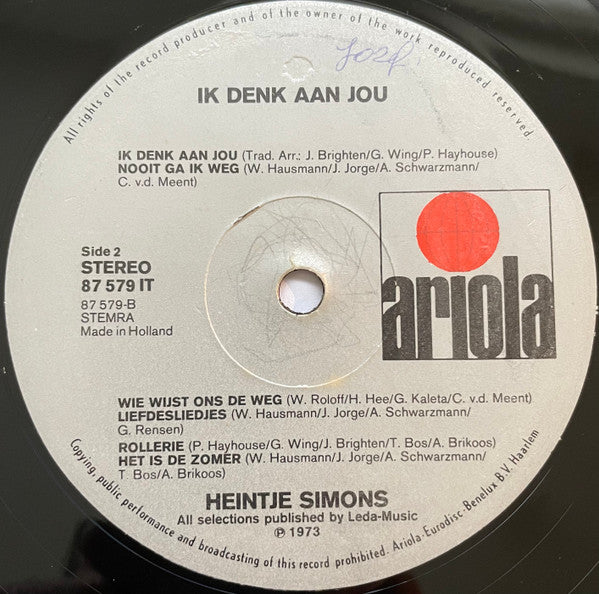 Heintje : Ik Denk Aan Jou (LP, Album)