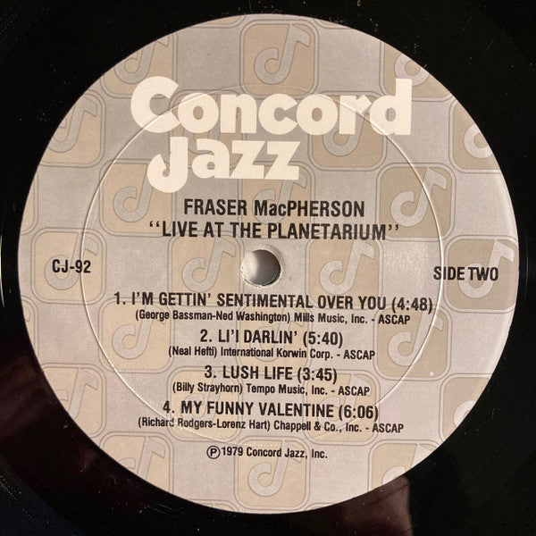 Fraser MacPherson : Live At The Planetarium (LP, Album)