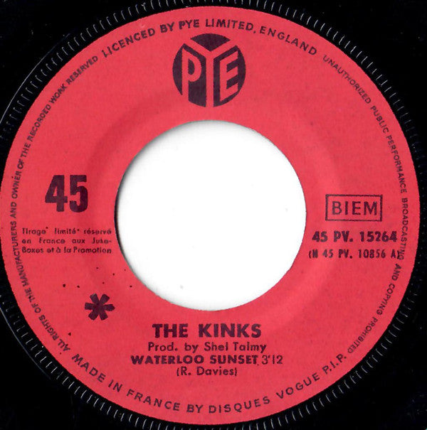 The Kinks : Waterloo Sunset  (7", Single, Jukebox, Promo)