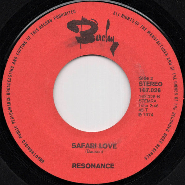 Résonance : Moto Rock / Safari Love (7", Single)