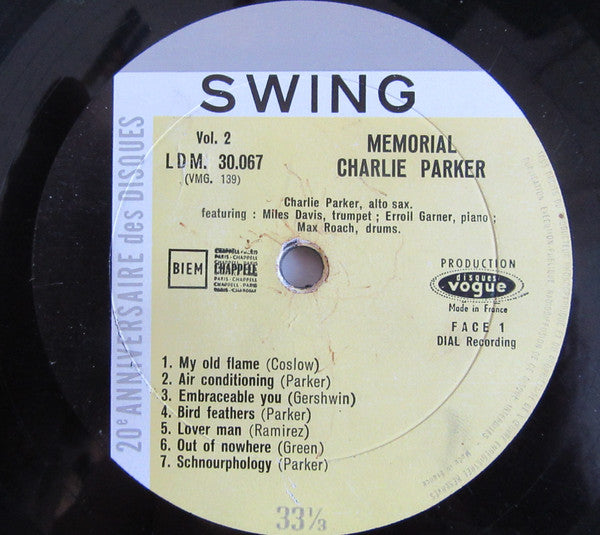 Charlie Parker : Memorial Charlie Parker (LP, Comp)