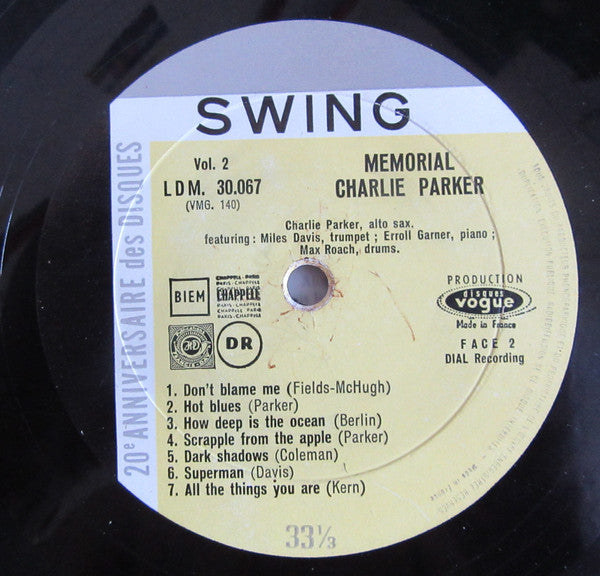 Charlie Parker : Memorial Charlie Parker (LP, Comp)
