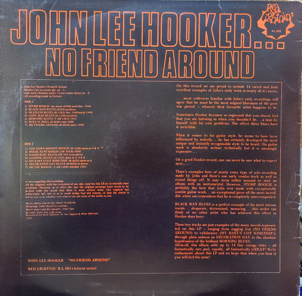 John Lee Hooker : No Friend Around (LP, Comp, Mono, RE)