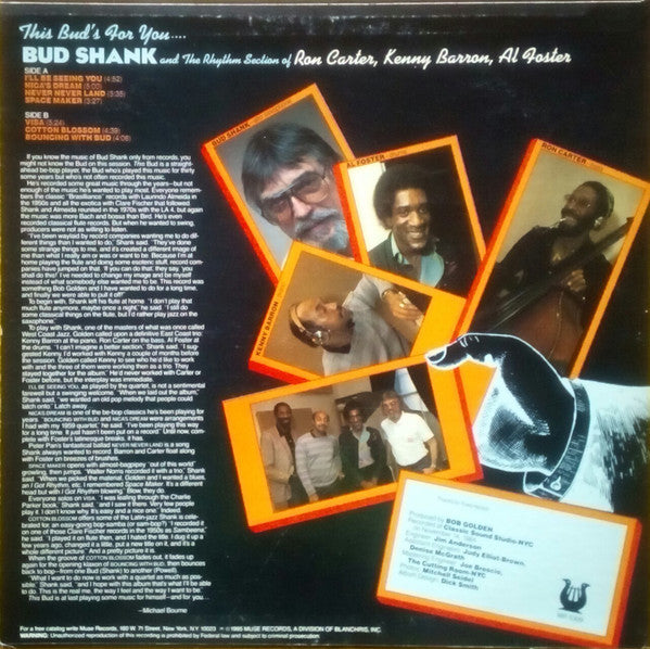Bud Shank And The Rhythm Section Of Ron Carter, Kenny Barron, Al Foster : This Bud's For You... (LP, Album)