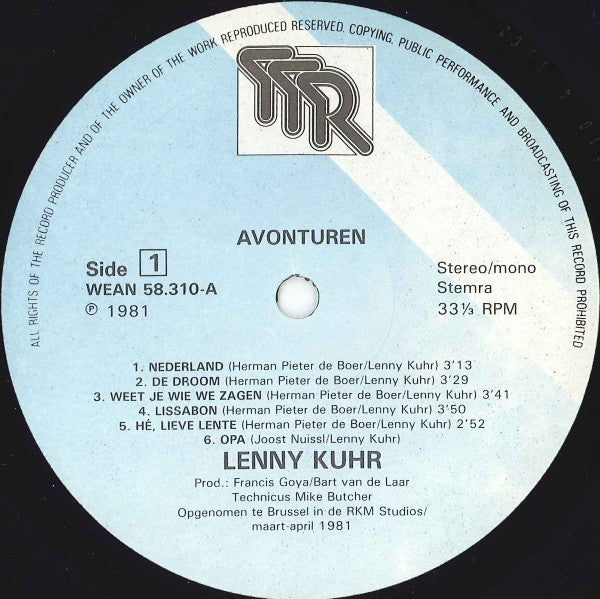 Lenny Kuhr : Avonturen (LP, Album, Gat)