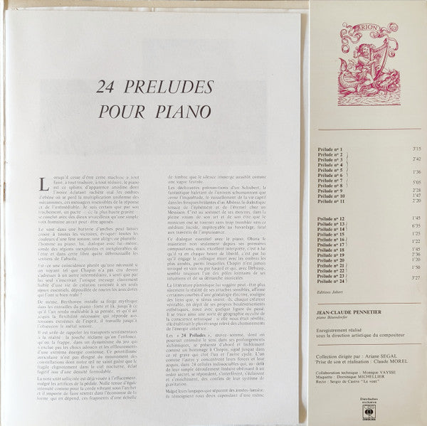 Maurice Ohana – Jean-Claude Pennetier : 24 Préludes Pour Piano Par Jean-Claude Pennetier (LP)