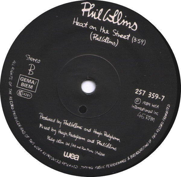 Phil Collins : Another Day In Paradise (7", Single, Sol)