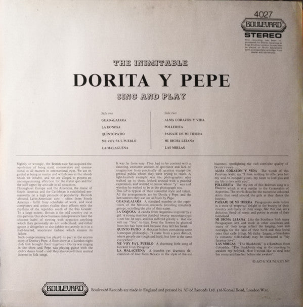 Dorita Y Pepe : Sing And Play (LP, Album)