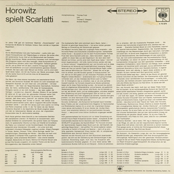 Vladimir Horowitz Spielt Domenico Scarlatti : Horowitz Spielt Scarlatti (LP, RE)