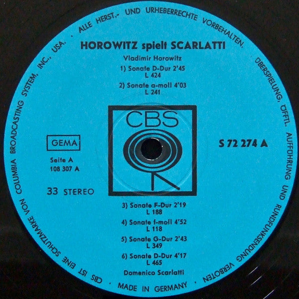 Vladimir Horowitz Spielt Domenico Scarlatti : Horowitz Spielt Scarlatti (LP, RE)