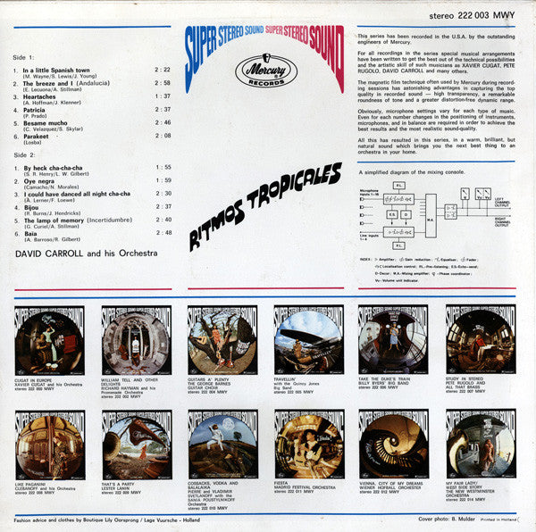 David Carroll & His Orchestra : Ritmos Tropicales (LP, Album, RE)