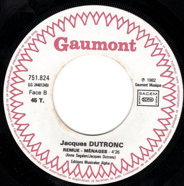 Jacques Dutronc : Savez-vous Planquer Vos Sous (7")