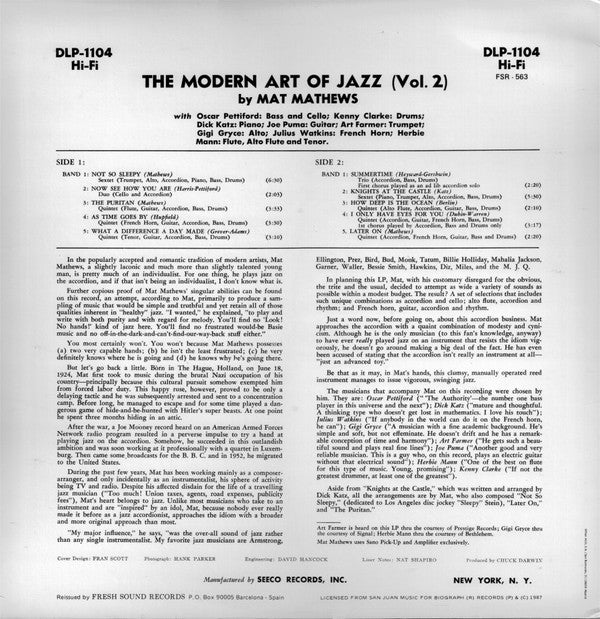 Mat Mathews : The Modern Art Of Jazz By Mat Mathews  (Vol.2) (LP, Album, RE)