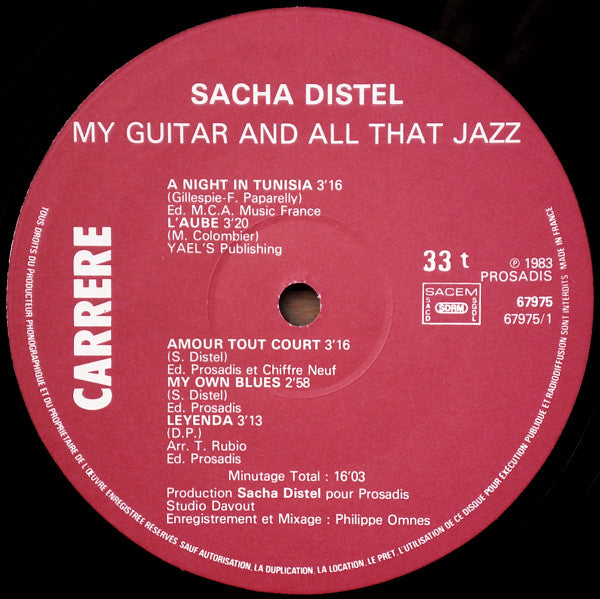 Sacha Distel : My Guitar And All That Jazz (LP, Album, Gat)