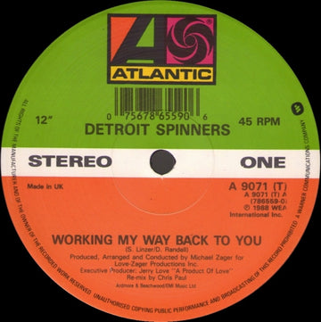 Spinners : Working My Way Back To You (12")