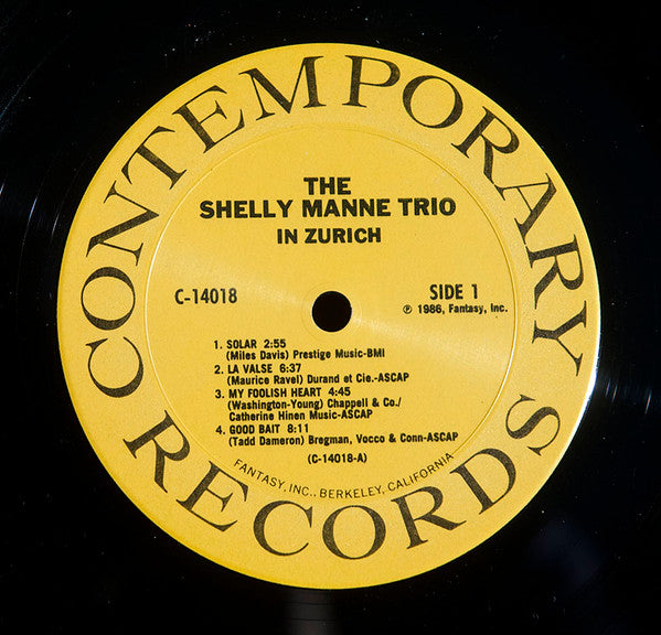 Shelly Manne Trio : The Shelly Manne Trio In Zurich (LP, Album)