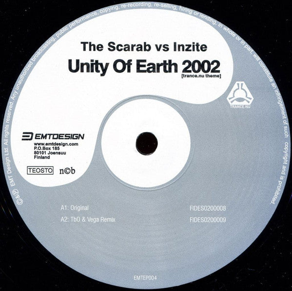 The Scarab Vs Inzite : Unity Of Earth 2002 (Trance.nu Theme) (12")