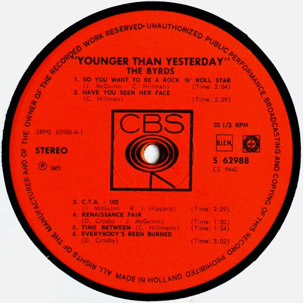 The Byrds : Younger Than Yesterday (LP, Album, RP)