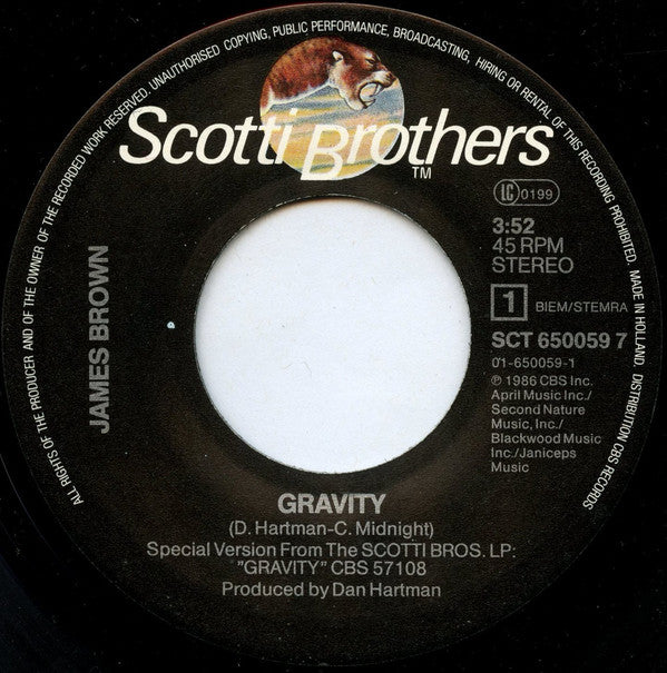 James Brown : Gravity (7", Single)