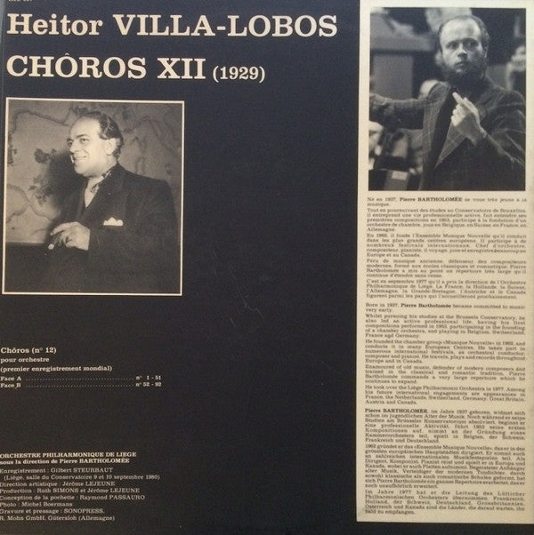 Heitor Villa-Lobos - Orchestre Philharmonique De Liège, Pierre Bartholomée : Chôros XII (LP)