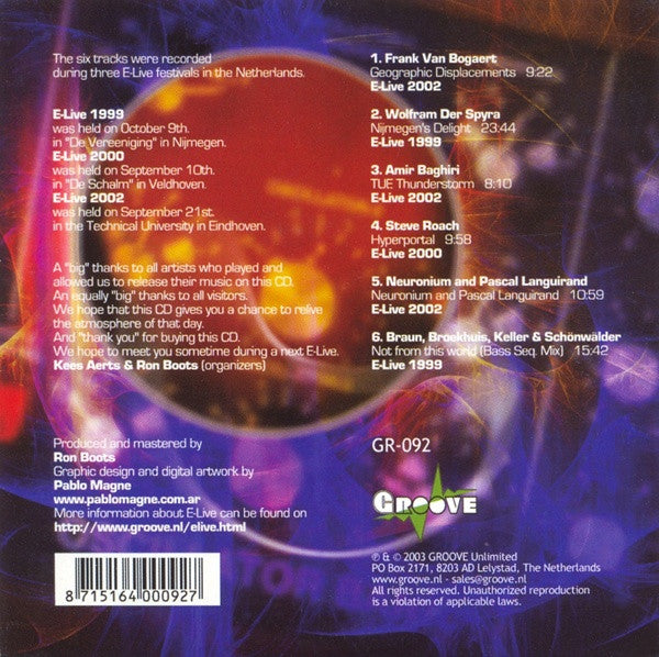 Various : E-Live 1999/2002 (CD, Comp, Ltd)