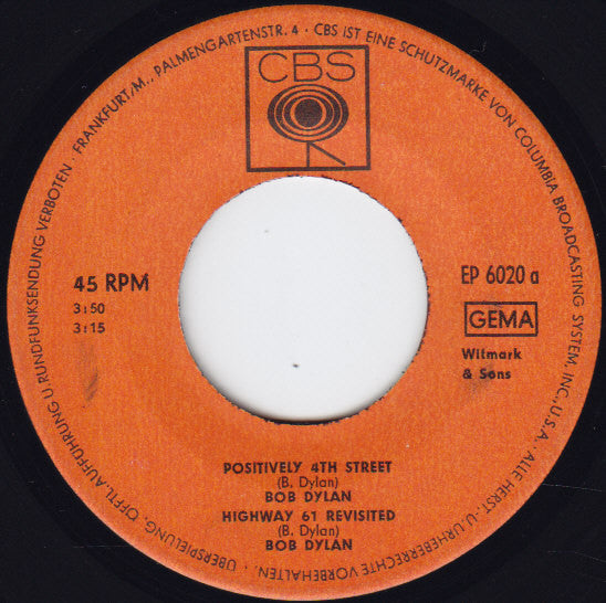 Bob Dylan : Positively 4th Street (7", EP)