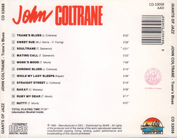 John Coltrane : Trane's Blues (CD, Comp)