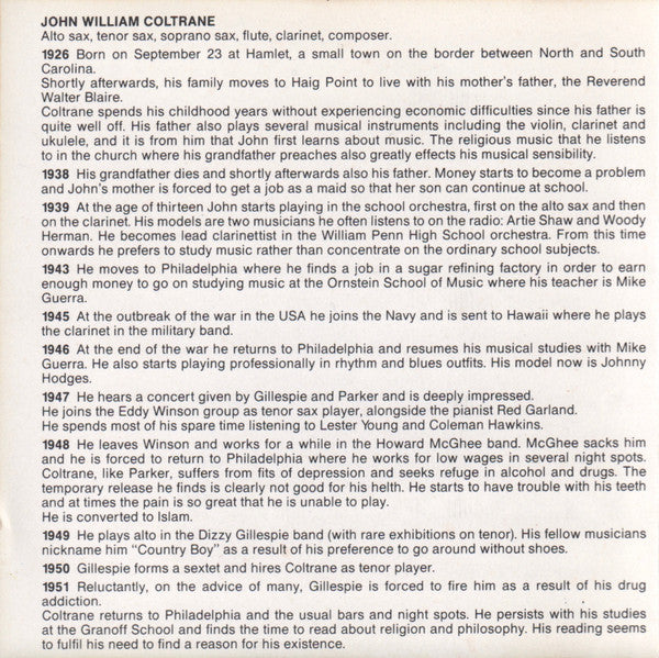 John Coltrane : Trane's Blues (CD, Comp)