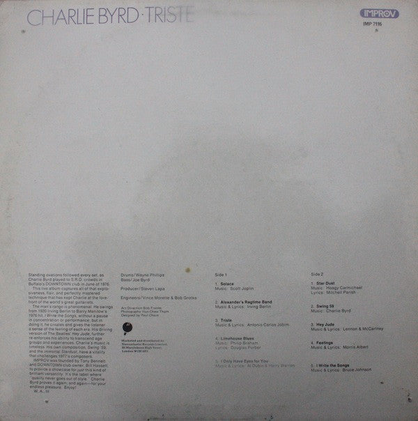 Charlie Byrd : Triste (LP, Album)