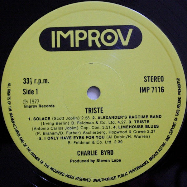 Charlie Byrd : Triste (LP, Album)