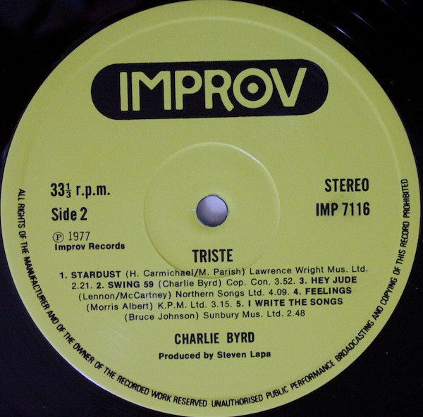 Charlie Byrd : Triste (LP, Album)