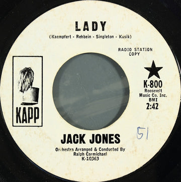 Jack Jones : Lady (7", Single, Promo, Styrene)