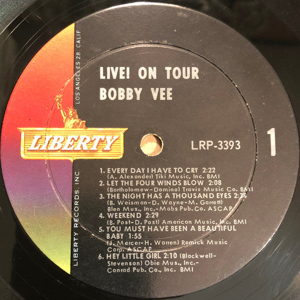 Bobby Vee : Live! On Tour (LP, Album, Mono)