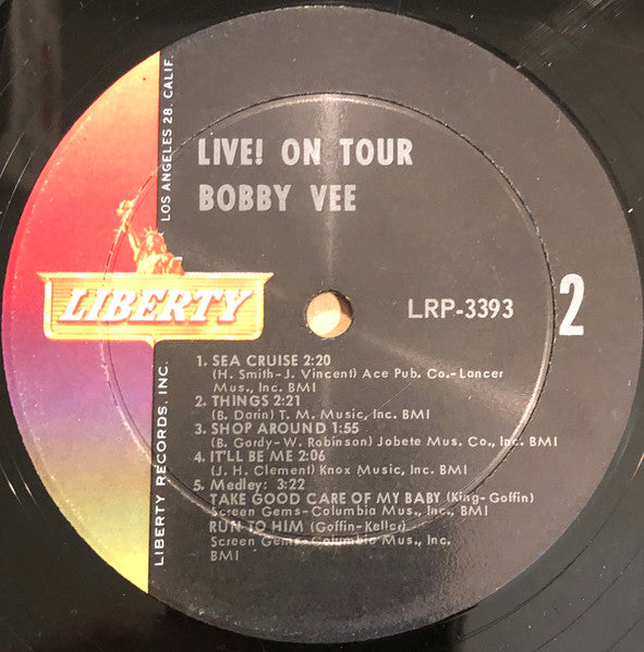 Bobby Vee : Live! On Tour (LP, Album, Mono)