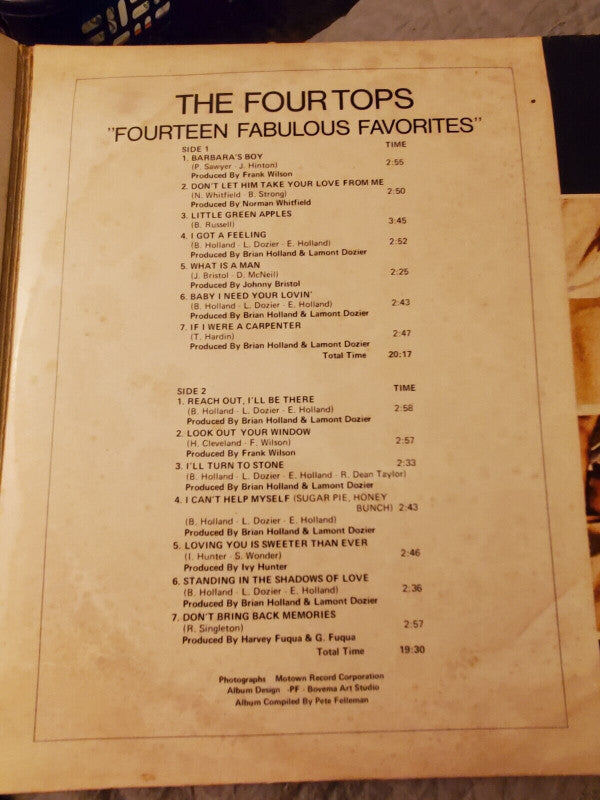 Four Tops : "Fourteen Fabulous Favorites" (LP, Comp)