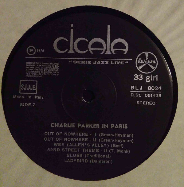 Charlie Parker : "In Paris" (LP, Comp)