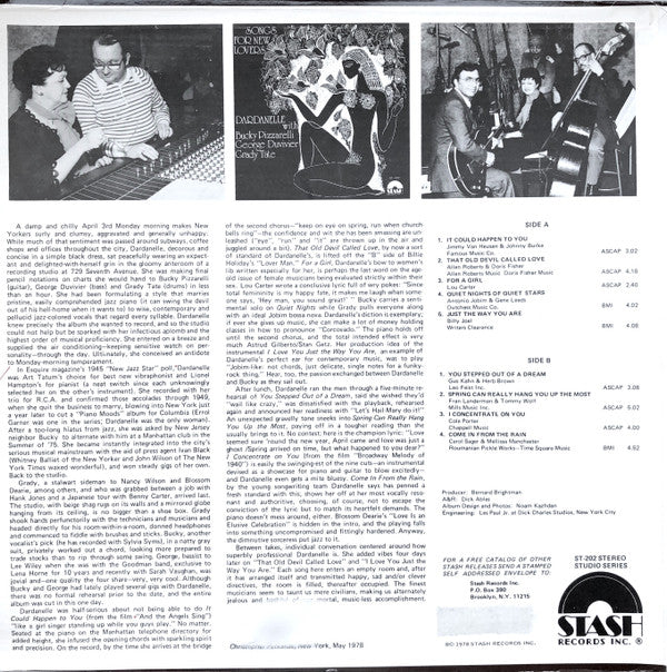 Dardanelle With Bucky Pizzarelli, George Duvivier, Grady Tate : Songs For New Lovers (LP, Album)
