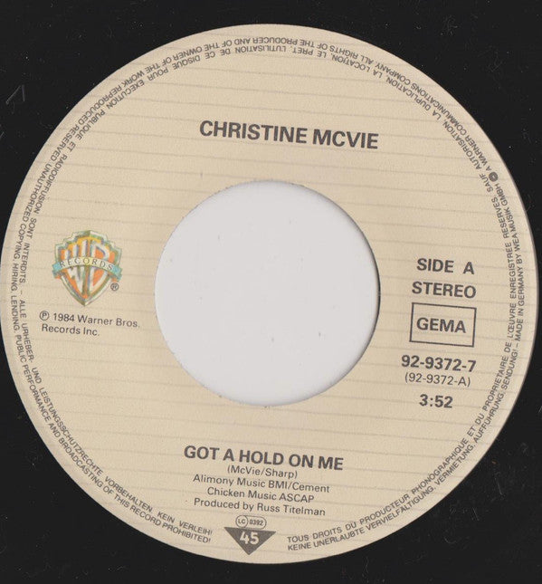 Christine McVie : Got A Hold On Me  (7", Single)