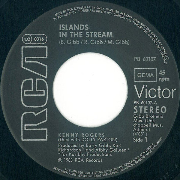 Kenny Rogers Duet With Dolly Parton : Islands In The Stream (7", Single)