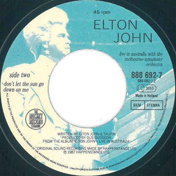 Elton John With The Melbourne Symphony Orchestra* : Your Song (7")